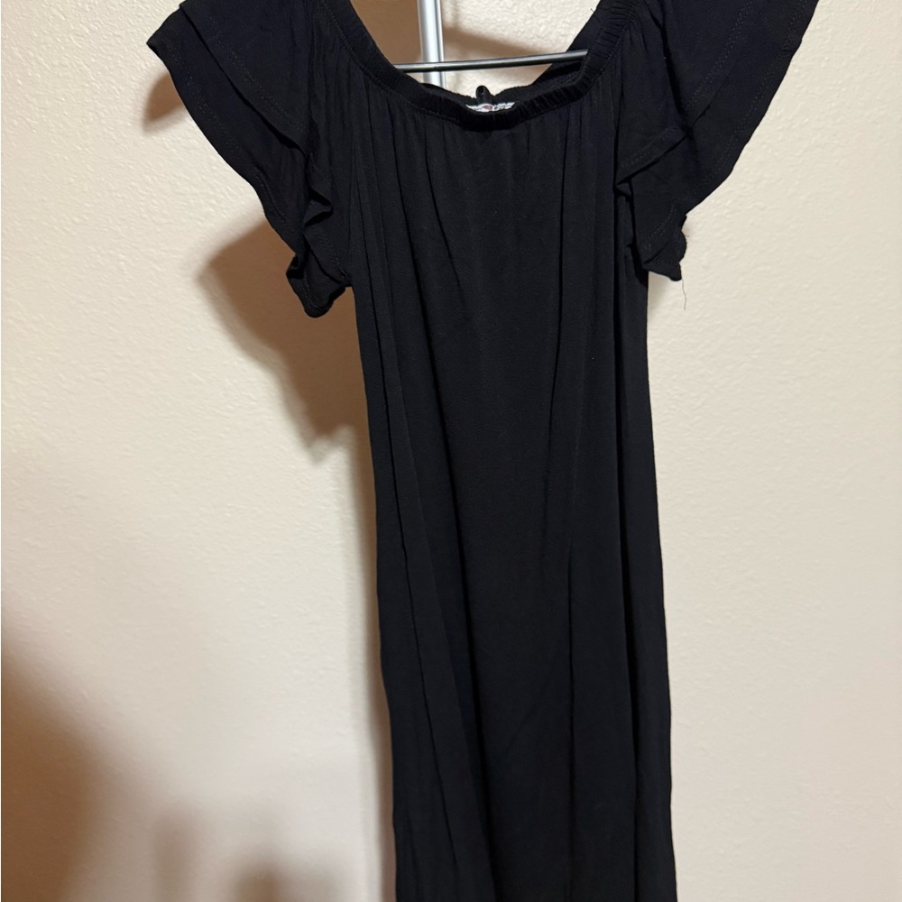 Urban Rose Black Ruffle Sleeve Mini Dress‎